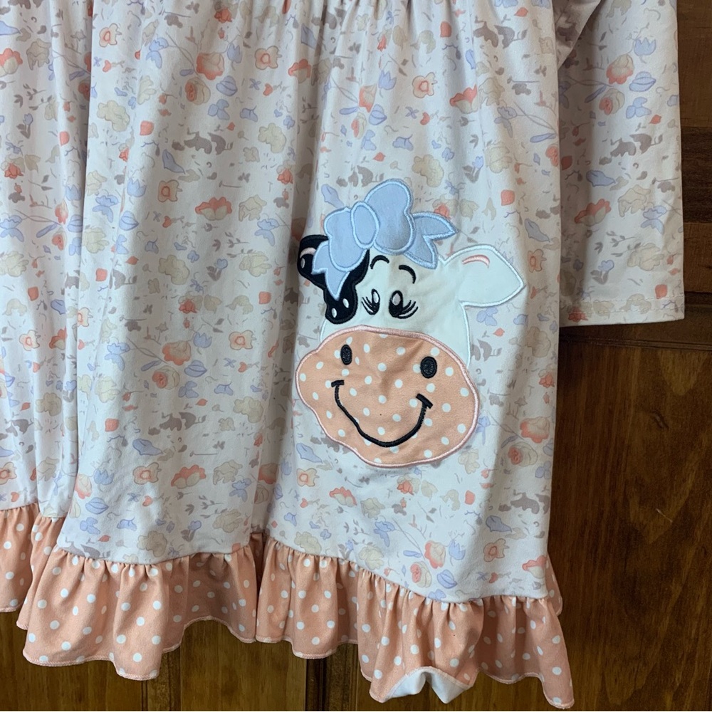 Girls 6XL 14/16 long sleeve floral cows ruffle boutique outfit - Picture 2 of 7
